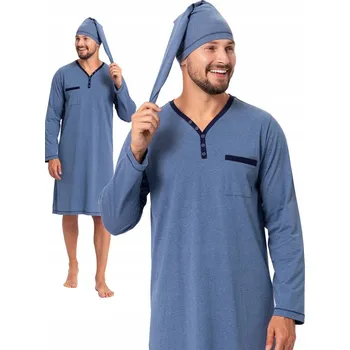 Dámská noční košile Hotberg BONIFACY – pánská noční košile a župan [modrá] L