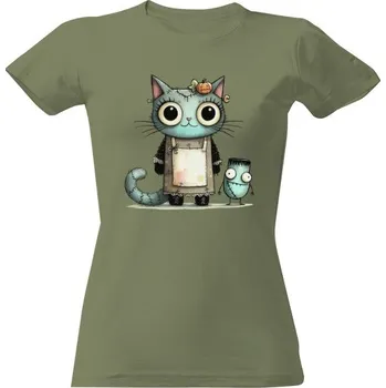 Dámské tričko Tričko s potiskem Frankensteinova kočička dámské
