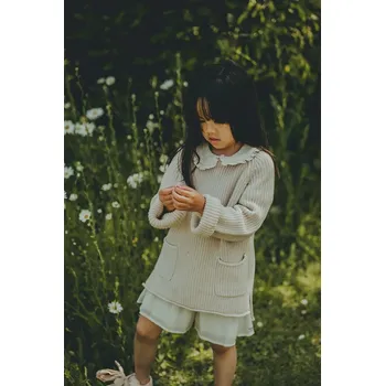 Dívčí svetr Dětský bavlněný svetr Donsje Stella Sweater 4090100 béžová 12X, vel. 98