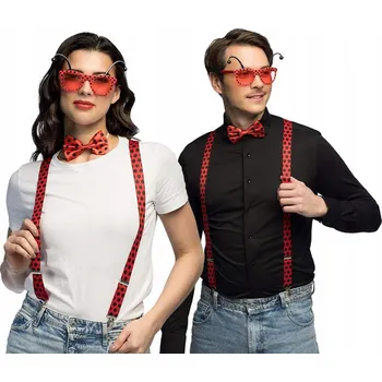 Karnevalový kostým Sada Beruška - univerzální kostým s motýlkem, kšandami a brýlemi