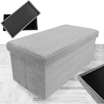 Taburet Plyšová skládací taburetka s úložným prostorem LAMPAS duo - světle šedá