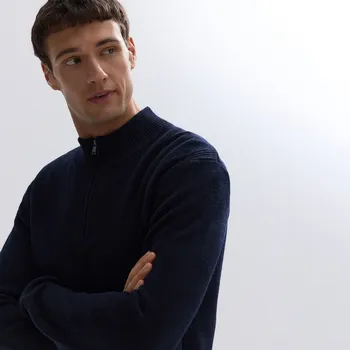 Pánský svetr Reserved - Svetr s příměsí vlny - tmavomodrá - 402GQ-59X - 402GQ-59X-XL