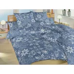 Vánoční povlečení krep KOMFORT Vločky Snowflakes šedomodré 70x90, 140x200