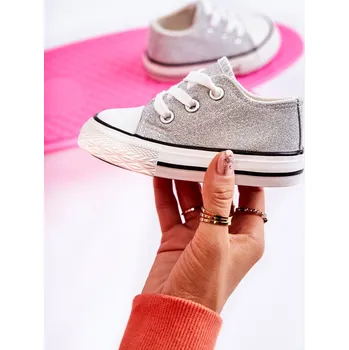 Dívčí tenisky Boto Dětské tenisky vázané stříbrný Wella Boto šedá | růžová 1947584