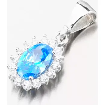 Přívěsek Dámský přívěsek zirkon akvamarín a se bílé zlato 13-406