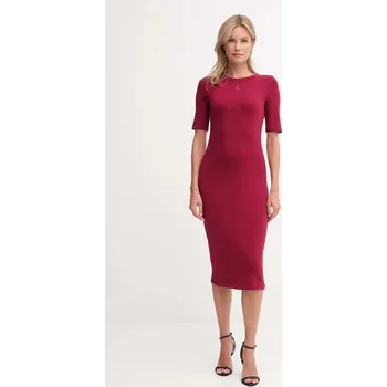 Dámské šaty Šaty Calvin Klein Jeans LV047D217G burgundské 83X, vel. XS