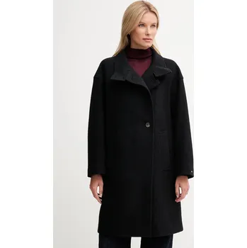 Dámský kabát Kabát s příměsí vlny Tommy Hilfiger černá barva, WW0WW47372 99X, vel. 40