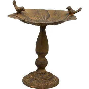 Zahradní dekorace Napajedlo pro ptáky na noze Laura, 29,5x26 cm, kov, hnědá