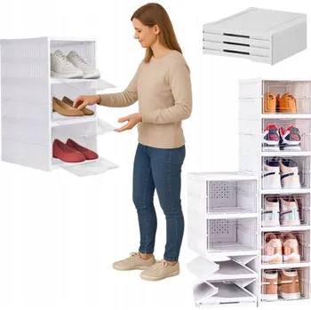 Úložný box 3x Krabička úložný box kontejner organizér skříňka regál stojan na boty s výklopnými dvířky