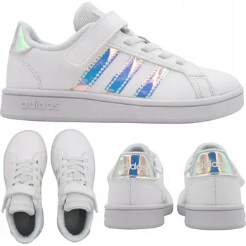 Dívčí tenisky Adidas sportovní boty eko kůže bílé velikost 33