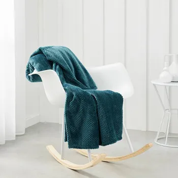 Napínací potah Blancheporte Fleecový žabičkovaný pléd paví modrá