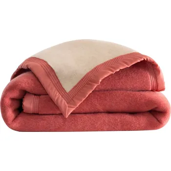 přikrývka Blancheporte Dvoubarevná vlněná přikrývka 600g/m2 růžové dřevo 240x260 cm