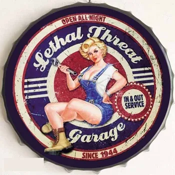 Plechová cedule Cedule 35x35cm víko Lethal Threat Garage