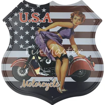 Plechová cedule Cedule štít 30cm x 30cm USA Motocycle