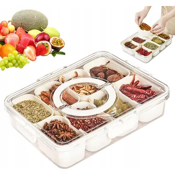 Svačinový box KRABIČKA NA SVAČINU S PŘIHRÁDKAMI, PODNOS NA SVAČINU A OŘECHY