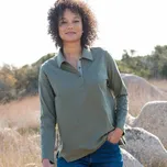 Blancheporte Dvoubarevné žerzejové polo tričko s dlouhými rukávy khaki 52