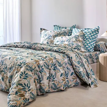 Povlečení Blancheporte Bavlněné povlečení Helena s potiskem petrolejová povlak na polštář 65x65 cm+lem