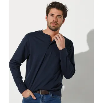 Pánské tričko Blancheporte Tričko s tuniským výstřihem a dlouhými rukávy nám. modrá 137/146 (4XL)