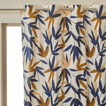 Závěs Blancheporte Závěs s potiskem bambusových listů béžová/nám.modrá 140x160 cm