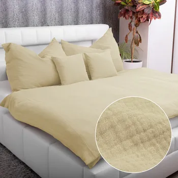 Povlečení Mušelínové ložní povlečení Nature MSN-056 Pískově béžové Prodloužené 140x220 a 70x90 cm