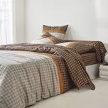 Blancheporte Bavlněné povlečení Pierre s potiskem kohoutí stopy béžová napínací prostěradlo 90x190 cm