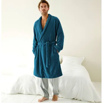 Dámský župan Blancheporte Fleecový župan plyšový na dotek paví modrá 117/126 (XXL)