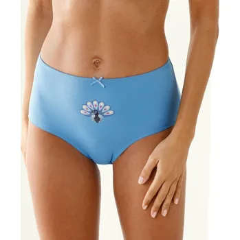 Kalhotky Blancheporte Sada 4 kalhotek maxi s potiskem páva modrá 46/48