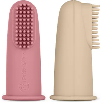 Zubní kartáček PETITE&MARS Sada silikonových zubních kartáčků na prst Rose&Sand 2 ks 0m+