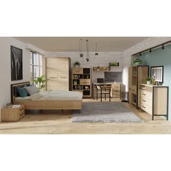 Dětský pokoj KNINO studentský pokoj, dub Bartex/černá, 5 let záruka + vyzvednutí ZDARMA