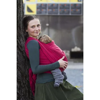 Šátek na nošení dítěte Šátek na nošení dětí Storchenwiege, vzor Leo červený 5,2m
