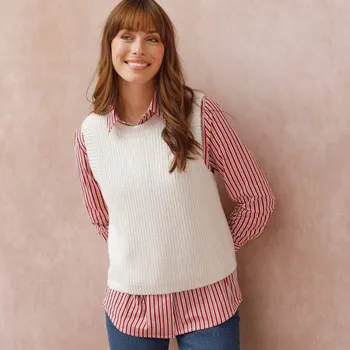 Dámská vesta Blancheporte Vesta z hladkého úpletu s kulatým výstřihem režná 50