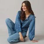 Blancheporte Svetr ze 2 materiálů modrá 52