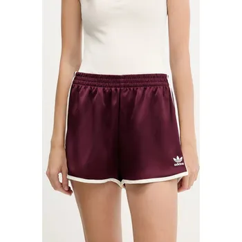 Dámské kraťasy Kraťasy adidas Originals 3-Stripes dámské, vínová barva, high waist, KA7738 83X, vel. XS