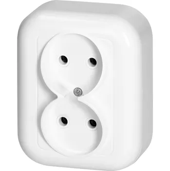 Elektrická zásuvka Dvojitá nástěnná zásuvka 2P, 16A, 250V, FAN, bílá