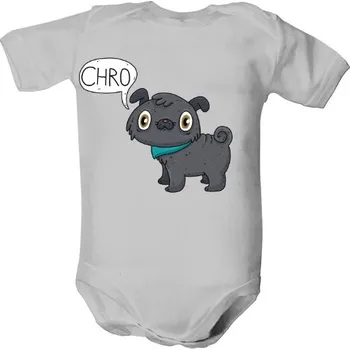 Kojenecký body Dětské body s potiskem mops černá CHRO! dětské