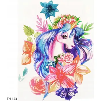 Odstranitelné tetování Dočasné tetování 3D KONĚ JEDNOROŽEC pro děti