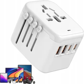 CESTOVNÍ ADAPTÉR DO ZÁSUVKY UNIVERZÁLNÍ NABÍJEČKA 2 USB C + USB