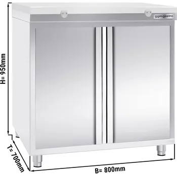 Kuchyňská skříňka G.Gastro Stainless Steel Hinged-Door Work Cabinet + Cutting Board (White, 40 mm) PREMIUM – 800x700x910 mm - Shelf load 70 kg