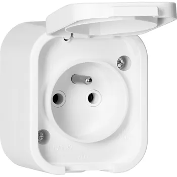 Elektrická zásuvka Povrchově montovaná jednoduchá zásuvka 2P+E, odolná proti stříkající vodě s krytem B2, IP54, NT-16B2, bílá