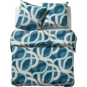 Povlečení Blancheporte Bavlněné povlečení Ulysse s grafickým vzorem modrá jednolůžko 140x200 + 65x65 cm