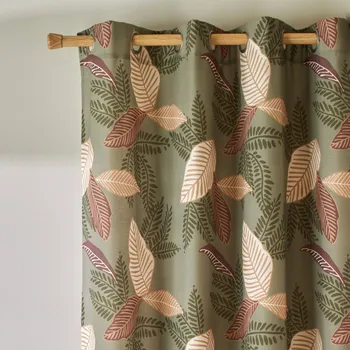 Závěs Blancheporte Zatemňovací závěs s potiskem listů zelená 135x260 cm
