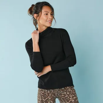 Dámský svetr Blancheporte Žebrovaný rolák pro menší postavu černá 38/40