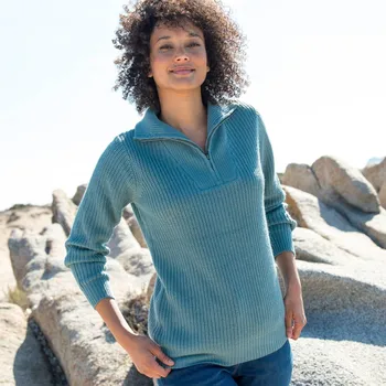 Dámský svetr Blancheporte Pulovr se zipovým stojáčkem, pletený hladký vzor tyrkysová 34/36