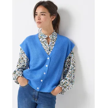 Dámská vesta Blancheporte Propínací vesta s hladkým vzorem modrá 50