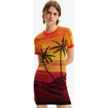 Dámské šaty Desigual Dámské Žluto-oranžové dámské šaty Desigual Bipalmeri Oranžová S (2211811)