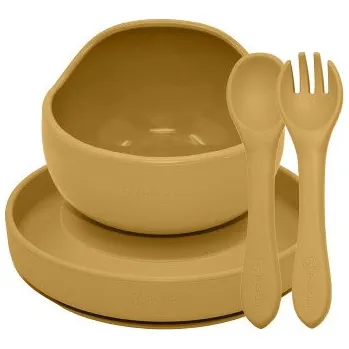 dětská jídelní sada PETITE&MARS Set jídelní silikonový TAKE&MATCH 3 ks Intense Ochre 6m+