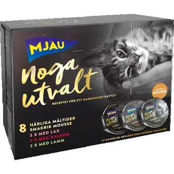 Krmivo pro kočku Mjau pěna pro kočky losos/krůta/jehněčí maso 8x85 g