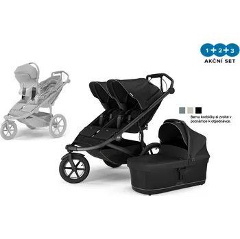 vozík za kolo Kočárek Thule Urban Glide 3 Double Black + adaptéry na autosedačku + hluboká korba (libovolná barva)