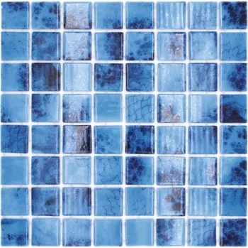 SKLENĚNÁ MOZAIKA, OBKLAD MIX MODRÁ 4MM