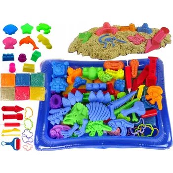 Hračka na písek KINETICKÝ PÍSEK 3kg + PÍSKOVIŠTĚ BAZÉN FORMIČKY SADA HRAČEK PRO DĚTI